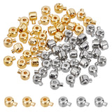 60Pcs 2 Colors Brass Crimp Beads, Rondelle, Platinum & Golden, 4.5x3.5x3mm, Hole: 1mm, 30pcs/color