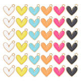 96pcs 6 colors Alloy Enamel Charms, Cadmium Free & Nickel Free & Lead Free, Light Gold, Heart Charm, Mixed Color, 14x13.5x2mm, Hole: 1.5mm, 16pcs/color