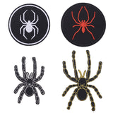 4Pcs 4 Styles Halloween Spider Pattern Polyester Embroidered Iron on Cloth Patches, Applique Patch, Sewing Craft Decoration, Black, 63~88x43~55x1~1.5mm, 1pc/style