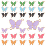 30Pcs 5 Colors Alloy Enamel Links, Light Gold, Butterfly, Mixed Color, 14.5x20x2mm, Hole: 1.6mm, 6pcs/color