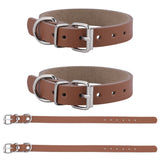 Cowhide Dog Collar, with Platinum Iron Clasp, for Small Medium and Large Dogs, Pet Supplies, Saddle Brown, 310x14x11mm