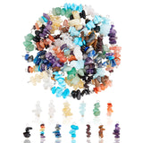 6 Sets Natural Mixed Gemstone Pendants, Chip Charms with 304 Stainless Steel Loops and Alloy Flower, Platinum, 24~26x7~12x6~8mm, Hole: 1.8~2mm, 13pcs/set