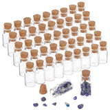 Glass Jar Glass Bottles, with Cork Stopper, Bead Containers, Wishing Bottle, Column, Clear, Capacity: 1.5ml(0.05 fl. oz), 18x10mm, Stopper: 6~7x6~6.5mm, Bottleneck: 7mm in diameter, 50pcs/bag