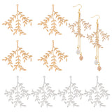 8Pcs 2 Colors Rack Plating Brass Big Pendants, Long-Lasting Plated, Leafy Branch Charms, Mixed Color, 50x52x2mm, Hole: 1.2mm, 4pcs/color