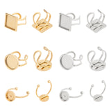 12Pcs 6 Styles 304 Stainless Steel Cuff Pad Ring Settings, Laser Cut, Mixed Shapes, Golden & Stainless Steel Color, 2pcs/style