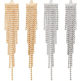 6Pcs 2 Colors Brass Ball Chains Tassel Big Pendants, Real Gold Plated & Real Platinum Plated, 62x11x1mm, Hole: 1mm, 3Pcs/color