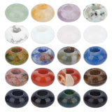 20Pcs 20 Styles Natural & Synthetic Gemstone European Beads, Large Hole Beads, Rondelle, 14x7~8mm, Hole: 6mm, 1pc/style