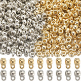 400Pcs 2 Style CCB Plastic Tube Bails, Loop Bails, Rondelle, Platinum & Light Gold, 9x4~6x4.5~6mm, Hole: 1.5~2.8mm, 200Pcs/style