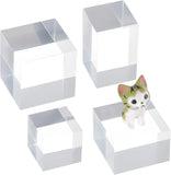 4Pcs 4 Styles Acrylic Jewelry Display Bases, Cube & Cuboid, Clear, 3~4.5x3~4.5x3~5cm, 1pc/style