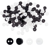 800Pcs 2 Colors Multi Colour DIY Handcraft Buttons For Dolls Clothes, Flat Round, Resin Button, Mixed Color, 6mm, Hole: 1mm