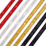 20M 4 Colors Sparkle Metallic Polyester Lace Ribbon, with Paillette, Clothing Accessories, Mixed Color, 1/2 inch(12mm), 5m/color