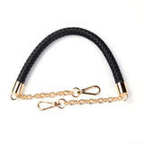 PU Leather Knitting Bag Strap, with Iron Findings & Cable Chain, Alloy Swivel Clasps, for Bag Replacement Accessories, Black, 61x1.4cm