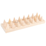 Wood Finger Ring Stand, Rectangle with 24 Cone Ring Organizers, for Showcase Jewelry Display, Tan, 30x9.4x5.3cm