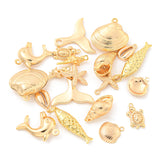 Ocean Theme, Brass Pendants, Mixed Shapes, Real 18K Gold Plated, 10 shapes, 2pcs/shape, 20pcs/box