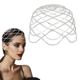 Alloy Rhinestone Mesh Headbands, Hair Accessories for Women and Girls, Silver, 250x170x7mm