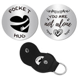Pocket Hug Token Long Distance Relationship Keepsake Keychain Making Kit, Including PU Leather Holder Case Keychain Findings, 201 Stainless Steel Commemorative Inspirational Coins, Heart, 105x47x1.3mm