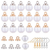 DIY Earring Making, Round Mechanized Blown Glass Globe Beads, Half Drilled, Plastic Pendant Bails, For Globe Glass Bubble Cover Pendants and Brass Earring Hooks, Clear, 11~12mm, Half Hole: 3~5mm, 120pcs/box
