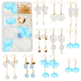 DIY Flower Drop Earring Making Kits, Including Acrylic Bead Caps & Pendants, Glass Pearl Beads, Brass Pendants & Earring Hooks & Pins & Chains & Jump Rings & Pins, Golden, Pendant: 40Pcs/box