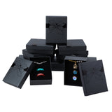 10Pcs Cardboard Jewelry Boxes, with Sponge Inside, Rectangle, Bowknot Pattern, Gray, 9.1x6.9x3.15cm