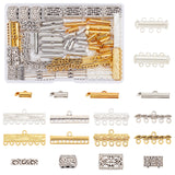 6Pcs Brass Slide Lock Clasps, Peyote Clasps, 40Pcs Iron Slide On End Clasp Tubes, 90Pcs Alloy Links, 20Pcs Tibetan Style Pendants and 10Pcs Bar Spacers, Mixed Color, 20x7mm, Hole: 2mm