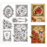 Custom PVC Plastic Clear Stamps, for DIY Scrapbooking, Photo Album Decorative, Cards Making, June Rose, 160x110x3mm