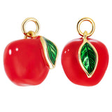 4Pcs Brass Enamel Charms, with Jump Ring, Long-Lasting Plated, Real 18K Gold Plated, Apple, Red, 12x11x9.6mm, Hole: 2.8mm