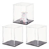 Trasparent Acrylic Toys Action Figures Display Boxs, Dustproof Minifigures Display Case with Black Base, Square, Clear, Finish Product: 6x6x7cm
