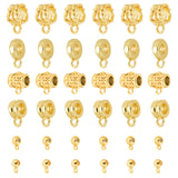 48Pcs 6 Style Brass Tube Bails, Loop Bails, Bail Beads, Mixed Shapes, Golden, 6~11.5x4~8x3~6mm, Hole: 1~3mm, 8pcs/style