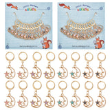 Alloy Enamel Moon with Star Pendant Locking Stitch Markers, 304 Stainless Steel Claw Clasp Stitch Marker, Mixed Color, 3.5cm, 4 colors, 3pcs/color, 12pcs/set