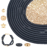 DIY Beads Jewelry Making Finding Kit, Including Round & Star & Cube Plastic & Polymer Clay Disc Beads, Black, 953~978Pcs/box