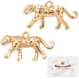 10Pcs Brass Leopard Pendants, Long-Lasting Plated, Nickel Free, Cheetah, Real 18K Gold Plated, 9x16.5x4mm, Hole: 1mm