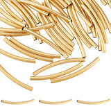 304 Stainless Steel Tube Beads, Curved Tube, Golden, 25x2mm, Hole: 1.5mm, 50pcs/box