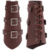 Imitation Leather Cuff Cord Bracelet, Adjustable Gauntlet Wristband Arm Guard for Men Women, Saddle Brown, 7-5/8 inch(19.5cm)