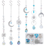 Alloy Moon and Sun Pendant Decoration Making Kits, with 304 Stainless Steel S Hooks & Chains, Glass Bead & Pendants, Brass Jump Rings & Pins, Antique Silver