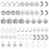 Tibetan Style Alloy Pendants, Moon & Star & Sun, Antique Silver, 74x72x17mm, 60pcs/box