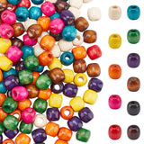 220Pcs 11 Colors Natural Wooden Beads, Large Hole Beads, Rondelle, Mixed Color, 17mm, Hole: 7mm, 20pcs/color