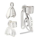 3Pcs 3 Style 925 Sterling Silver Pendant Bails, Ice Pick & Pinch Bails, Silver, 8~13x5x2.5~9mm, Hole: 4~4.5x3~4mm, 1pc/style