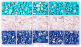 Natural Rose Quart, Natural Lapis Lazuli and Natural Turquoise Chips Beads, No Hole/Undrilled, 7.5~13x5~7x3~4mm, about 25~30g/compartment