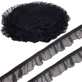 20 Yards Lace Trim, Polyester Lace Ribbon Edge Trimmings, for Sewing and Bridal Wedding Decoration, Black, 25x1mm