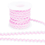 15M Polyester Wavy Fringe Trim Ribbon, Two Tone Wave Bending Lace Trim, for Clothes Sewing and Art Craft Decoration, White, Pearl Pink, 1/4 inch(8mm), about 16.40 Yards(15m)/Roll
