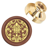 Golden Tone Wax Seal Brass Stamp Head, for Wax Seal Stamp, Flower, 25x14.5mm