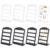 6Pcs 6 Styles 4-Tier PP Plastic Slant Back Earring Organizer Display Stands, Rectangle, Mixed Color, 10~13.65x4.3~5.7x15.2~19cm, Hole: 1.4mm, 1pc/style