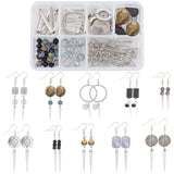 DIY Earrings Making Kits, Including Brass Earring Hooks, Alloy Beads & Linking Rings, Natural Gemstone & Glass & Freshwater Shell Beads, Antique Silver