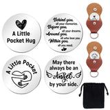 1 Set Blessing Theme Flat Round Double-Sided Engraved Stainless Steel Commemorative Decision Maker Coin, with 1Pc Velvet Cloth Drawstring Bags, Wing Pattern, 25x2mm