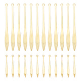 100Pcs 2 Style Brass Pendants, Leaf Charm, Raw(Unplated), 25~47.5x2.5~4x0.3~0.6mm, Hole: 1~1.2mm, 50pcs/style
