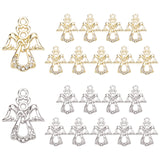 20Pcs 2 Colors Brass Micro Pave Cubic Zirconia Charms, Angel Pendants, Platinum & Golden, 17x12.5x1.5mm, Hole: 1.5mm, 10pcs/color
