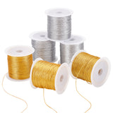 6 Rolls 6 Styles Metallic Cord, for Jewelry Making, Round, Mixed Color, 0.2~0.6mm, 1 roll/style
