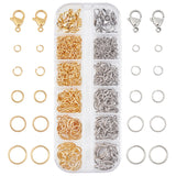 304 Stainless Steel Open Jump Ring, with Lobster Claw Clasps, Golden & Stainless Steel Color, 12x2mm, Inner Diameter: 8mm, 870pcs/set