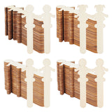 4 Bags 4 Styles Unfinished Wood Piece Decorations, DIY Craft Supplies, Antique White, 14x4.7~4.8x0.2~0.25cm, 30pcs/bag, 1 bag/style