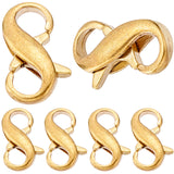 Brass Double Opening Lobster Claw Clasps, Infinity Shape, Champagne Gold, 13x8x3.5mm, 6pcs/box